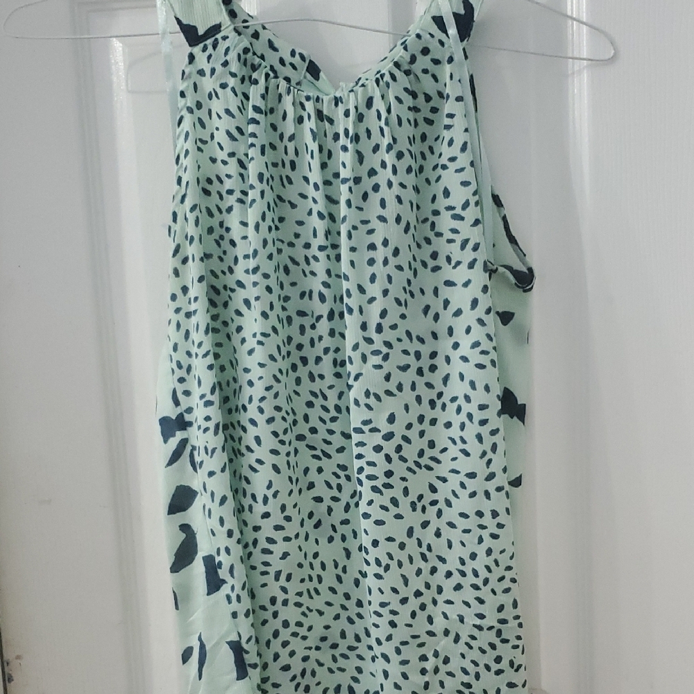 New York & Company Mint Green and Navy Blouse